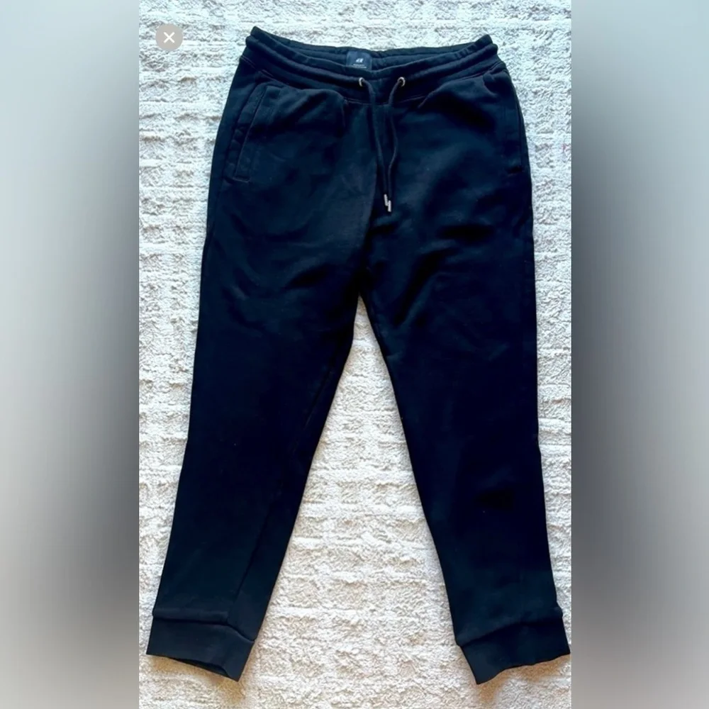 H&M Black Joggers with Tapered Ankle and Elastic Waistband
